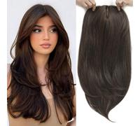 Topper per capelli per diradare i capelli, 45,7 cm, da donna, 16,5 x 16,5 cm, per aggiungere volume extra di capelli, capelli lisci naturali, super morbidi al tatto come capelli veri