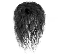 Topper per capelli per donna, Topper per parrucca riccia da 7 pollici Capelli umani corti con d'acqua Clip nella parrucca superiore con frangia per l'uso quotidiano, Nero...