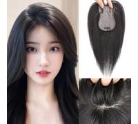 Topper per capelli RUNRAYAY da 27,5 cm per donna, capelli veri umani, copertura 3D a 360°, 7,5 x 11 cm con Frangia sottile con clip (Frangetta divisa)