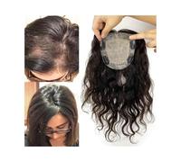 Topper per capelli Topper for capelli veri for donne 10-20" Top in seta ondulato lungo e riccio con PU attorno alla base della pelle Pezzi di Clip in for umani for ispessiti(18 inches)