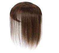 Topper per capelli - Topper per capelli umani castano chiaro da 25 cm, parrucchino con corona e clip per coprire una lieve perdita di volume