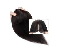 Topper per capelli umani per donne, Copertura calvizie femminile capelli lisci, 8x10cm pezzi medi divisi(Black,8inch)