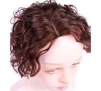 Topper per capelli umani ricci, per donne con capelli diradanti, clip in corona segreta, parte sinistra, 30,5 cm, nero