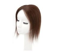 Topper per capelli veri, da donna, legato a mano, con clip, per capelli sottili, copertura dei capelli grigi, base da 9 x 11 cm (marrone senza frangia, 30,5 cm)