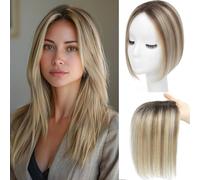 Topper per capelli veri parrucche corte per donne con corona, 100% capelli umani clip in, topper leggero (2T