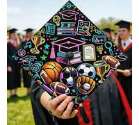 Topper per cappello da laurea, per celebrare libri di trofeo colorati per celebrazione el 2026, decorazioni per cappello di laurea, idee per il ricordo dell'anno senior, 24 x 24 cm