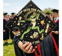 Topper per cappello di laurea anfibio, giocoso cartone animato cappello di laurea diploma verde el 2026 decorazioni per feste di ritratto senior celebrazioni 24,9 x 24,9 cm