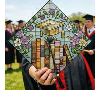 Topper per cappello di laurea, con fiori verdi 2026, decorazioni per cappello per celebrazione dell'anno senior, 24 x 24 cm