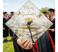 Topper per cappello di laurea, elegante libro di festa a forma di farfalla, oro el 2026, decorazioni per feste, bomboniere, cerimonie, servizi fotografici, accenti 24,9 x 24,9 cm