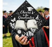 Topper per cappello di laurea, elegante orologio a libro aperto nero per anziani 2026, decorazioni per feste, bomboniere, cerimonie, servizi fotografici, accenti 24 x 24 cm