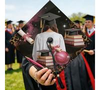 Topper per cappello di laurea, libro festivo con pergamena color pesca 2026, decorazioni per feste, ritratti senior, sessioni di celebrazione, 24 x 24 cm