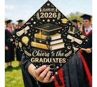 Topper per cappello di laurea, per celebrare le feste, diploma nero laureato 2026, decorazione per cappello per memorabile souvenir fotografico 24 x 24 cm