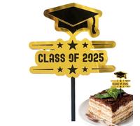 Topper per cupcake 2025, in acrilico, a tema laurea, nero e oro, per feste, casa, classe, scuola, università, asilo, foto