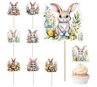 Topper per cupcake a forma di coniglietto, alimentari, colorati, 8 stili, decorazioni per torte pasquali, stravaganti bastoncini per dessert primaverili, stuzzicadini per muffin, decorazioni giocose