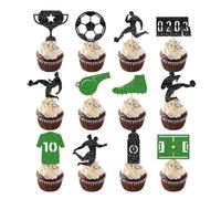 Topper per cupcake a forma di pallone sportivo 2D, 12 pezzi, per dessert, pasticceria, eventi, casa, scuola, giochi, celebrazioni, compleanni, uomini, ragazzi e bambini