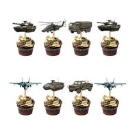 Topper per cupcake a tema militare per decorazioni per feste di compleanno, decorazioni per torte a tema militare, forniture per feste mimetiche, accenti da dessert per carri armati di guerra"