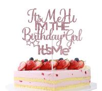 Topper per Cupcake con Glitter Rosa, It's Me Hi I'm the Birthday Girl It's Me Cake Topper Doppio lato Decorazione per Torta di Compleanno per Ragazze Accessori per Foto di Torte