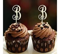 Topper per cupcake con lettera B, monogramma e cognome, per matrimoni, addio al nubilato, forniture per feste, rustiche, riutilizzabili, corona di fiori, personalizza il tuo topper per cupcake, regali