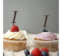 Topper per cupcake con lettera I, monogramma iniziale e cognome, marrone, per matrimonio, fidanzamento, decorazione per torte, ghirlanda di alloro, personalizza il tuo topper per cupcake, regali di