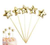 Topper per cupcake con stella, Topper per torta di compleanno con stella | 5 plettri per cupcake a - Decorazioni per torte per uso alimentare, decorazioni per alimenti da forno per il