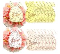 Topper per cupcake Happy Easter - a forma di uovo e coniglietto - Set di 12 o 24 | 3 LITTLE DESSERTS Mirror Gold & Mirror Rose Gold (dischi di uova, 24)