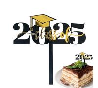 Topper per cupcake per laurea, 2025, nero e oro, per cupcake | Spiedini in acrilico, accessori per la casa, l'università, l'asilo, i bambini e la scuola