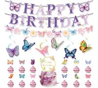 Topper per cupcake, striscioni a tema farfalla, decorazioni per feste, accessori per torte a forma di farfalla, texture di carta per feste pre-infilate