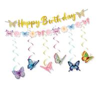 Topper per cupcake, striscioni a tema farfalla, decorazioni per feste, accessori per torte a forma di farfalla, texture di carta per feste pre-infilate