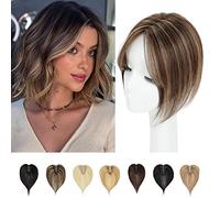 Topper per Diradare i Capelli da Donna, Veri, per Aggiungere Volume Extra, Extension con Base Svizzera, 25,4 cm (Castano Medio Biondo Misto)