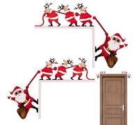Topper per porta, ornamento in legno con Babbo Natale e renna, 2 pezzi, decorazione per il della porta di Natale, cucina, camera da, armadio, festa, casa, finestra