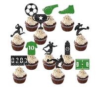 Topper per torta a forma di calcio, 2D, per dessert, casa, giochi, scuola, celebrazioni, eventi, compleanno, uomini, ragazzi, bambini, fan