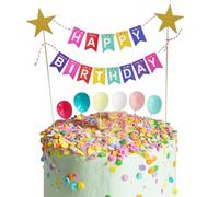 Topper per Torta Arcobaleno Happy Birthday Palloncino Cake Topper Kit Decorazione per Torte di Compleanno per Ragazze Ragazzi Bambini