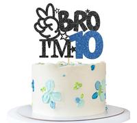 Topper per torta "Bro I'm 10" - Topper per torta per decimo compleanno da ragazzo - Festa di compleanno per dieci anni - Decorazione per festa di compleanno del decimo anno del fratello maggiore