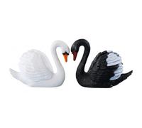 Topper per torta con cigno, statuetta di cigno, 2 mini figure di animali in plastica per decorazioni da giardino fatato, decorazioni per torte, paesaggi in miniatura fai da te e per la sc
