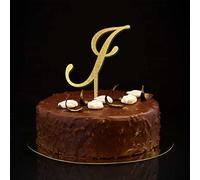 Topper per torta con iniziale I, monogramma nome glitter oro per matrimoni, addio al nubilato, bomboniere, paese riutilizzabile, corona floreale, personalizza il tuo topper per torta regali di nozze