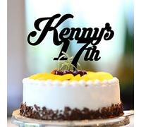 Topper per torta con nome personalizzato per 17° compleanno e 17° compleanno, nome personalizzato qualsiasi età numero diciassette anni 17 anni decorazione per torta di compleanno 17° anniversario