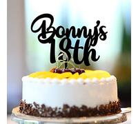 Topper per torta con nome personalizzato per 18° compleanno, 18° compleanno, personalizzabile con nome qualsiasi età numero diciotto anni 18 anni Happy Birthday Party Decor 18° anniversario regalo di