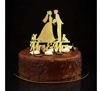 Topper per torta con sagoma di Mrs e Mrs con nomi personalizzati Est Date con cane gatto paese due spose topper per torta nuziale silhouette 2 donne matrimonio fidanzamento festa decorazione donna