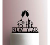 Topper per torta con scritta "Cheers to the New Year", in acrilico, larghezza 17,8 cm, colore: rosa