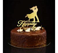 Topper per torta con scritta "Happily Ever After Bride And Groom" Mr & Mrs Wedding Cake Toppers Silhouette Funny Customize For Wedding Anniversary Party Supplies Bridal Shower Gifts Glitter Gold