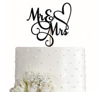 Topper per torta con scritta in inglese “Mr and Mrs”, con scritta “Bride and Sposo”, decorazione per torta di fidanzamento, doppia faccia con glitter nero