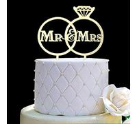 Topper per torta con scritta in inglese “Mr and Mrs”, per sposi e sposi, decorazione per torta di fidanzamento, in acrilico oro a specchio