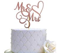 Topper per torta con scritta in inglese “Mr and Mrs”, per sposi e sposi, decorazione per torte di fidanzamento, con glitter dorati rosa