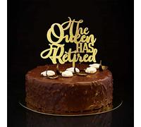 Topper per torta con scritta in lingua inglese "The Queen has Retired Glitter Gold Mr & Mrs" per anniversario di matrimonio, matrimonio, matrimonio, matrimonio, sposa, sposo, decorazione per feste