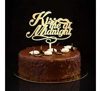 Topper per torta con scritta "Kiss Me At Midnight" Mr and Mrs, decorazione rustica per torta di fidanzamento e matrimonio, con sagoma personalizzabile, divertente decorazione per torta per matrimoni