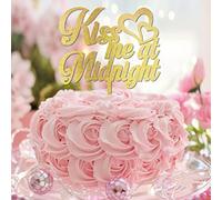 Topper per torta con scritta "Kiss Me At Midnight Mr & Mrs", decorazione rustica personalizzata per torta nuziale e sposo, decorazione per matrimoni, feste di fidanzamento, regali per addio al