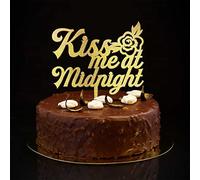 Topper per torta con scritta "Kiss Me At Midnight Mr & Mrs", divertente decorazione per torta di fidanzamento e matrimonio, regalo di nozze per coppie, glitter oro