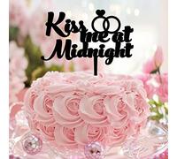 Topper per torta con scritta "Kiss Me At Midnight - Mr & Mrs" per anniversario di matrimonio, personalizzabili, romanticismo, sposa e sposo, decorazioni per feste di fidanzamento, addio al nubilato