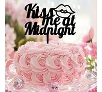 Topper per torta con scritta "Kiss Me At Midnight Wedding Mr & Mrs", decorazione per torta romantica con sposa e sposo, per matrimoni, fidanzamenti, regali di fidanzamento per coppie, in acrilico