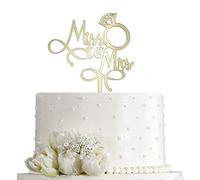 Topper per torta con scritta "Miss To Mrs", per addio al nubilato, Mr e Mrs, decorazioni per matrimoni, fidanzamenti, feste di matrimonio, in acrilico dorato a specchio
